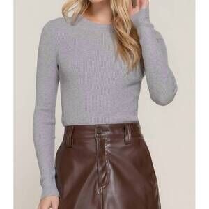 NEW ACTIVE BASIC crew neck viscose rib sweater in grey